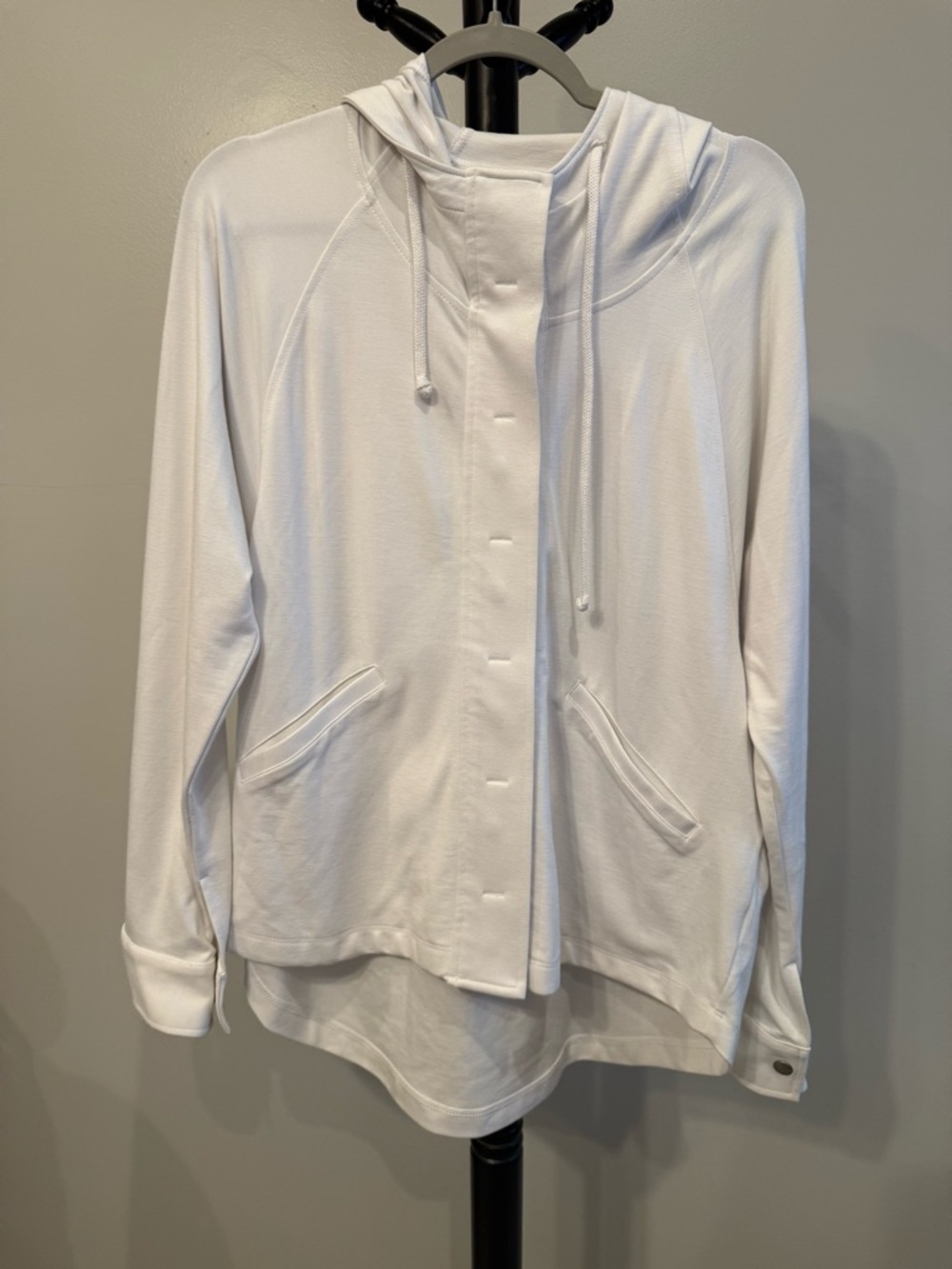 CAbi White Hooded Zip-Front Lightweight Jacket